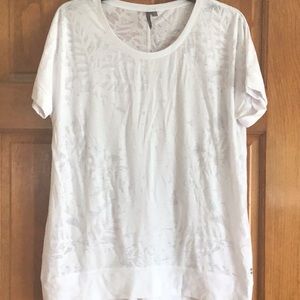 Sweaty Betty white workout shirt with floral print